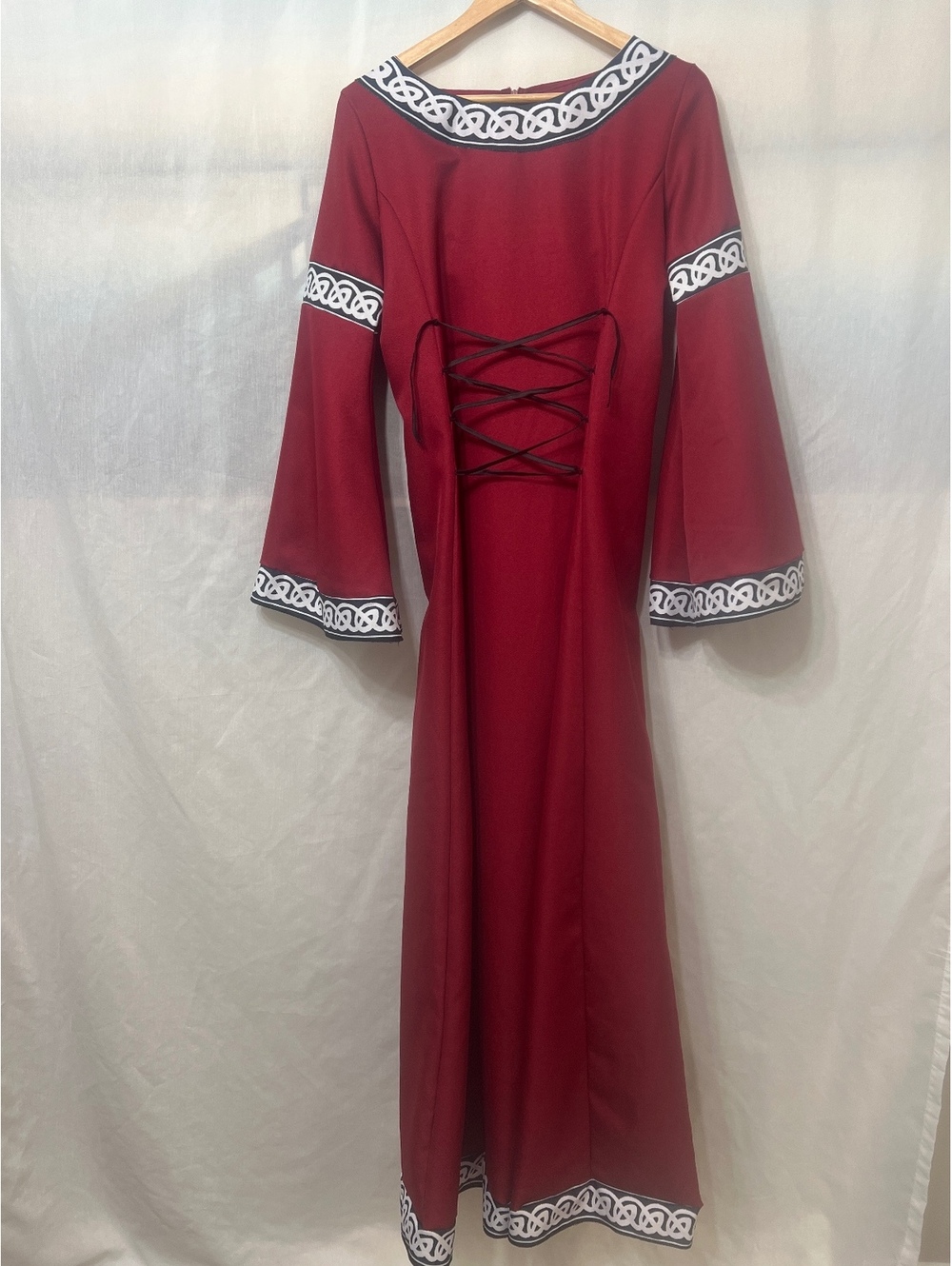 Red Medieval Renaissance Costume Dress Celtic Lace Up Women's One Size